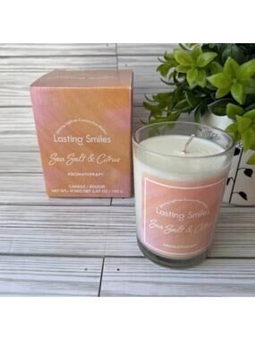 NEW Lasting Smiles Sea Salt & Citrus Aromatherapy Soy-Blend Candle 6.87 oz